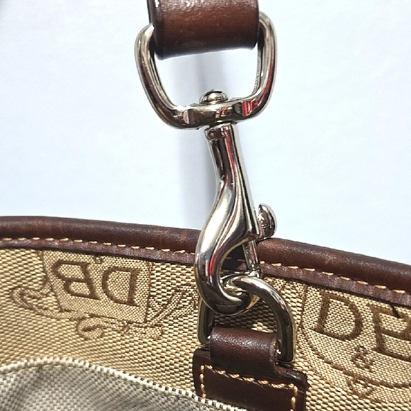 VINTAGE Dooney & Bourke Beige and Dark Brown Tote Large Capacity - Picture 7 of 17